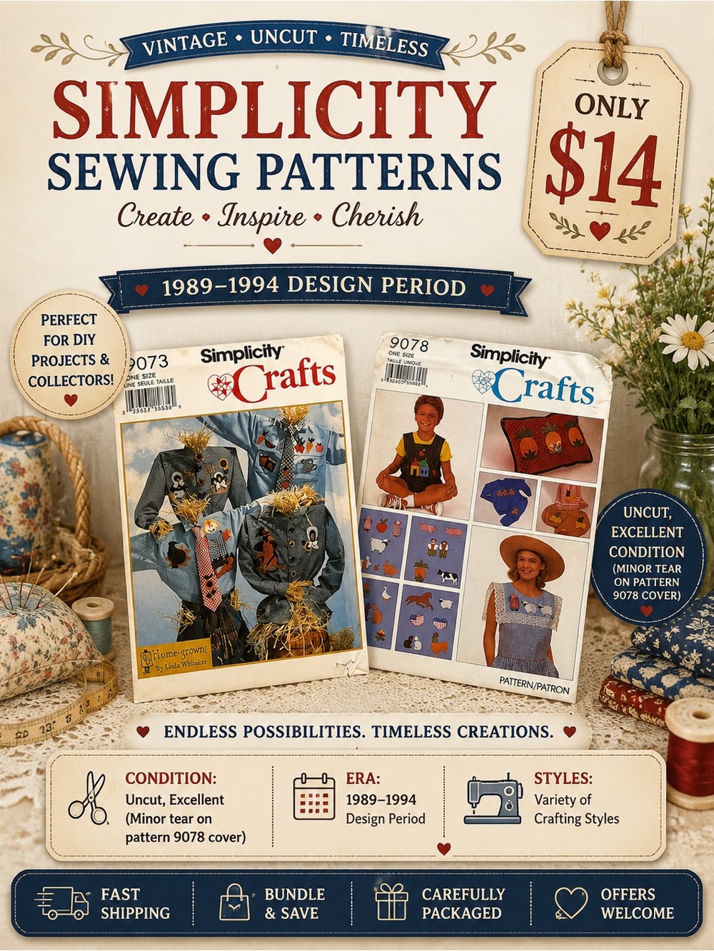 Vintage Simplicity Craft Patterns 1989-1994 Uncut
